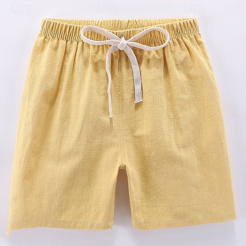 Kids Boys Shorts Solid Color Soft Comfort Shorts Outdoor Basic Black Yellow Wine Mid Waist