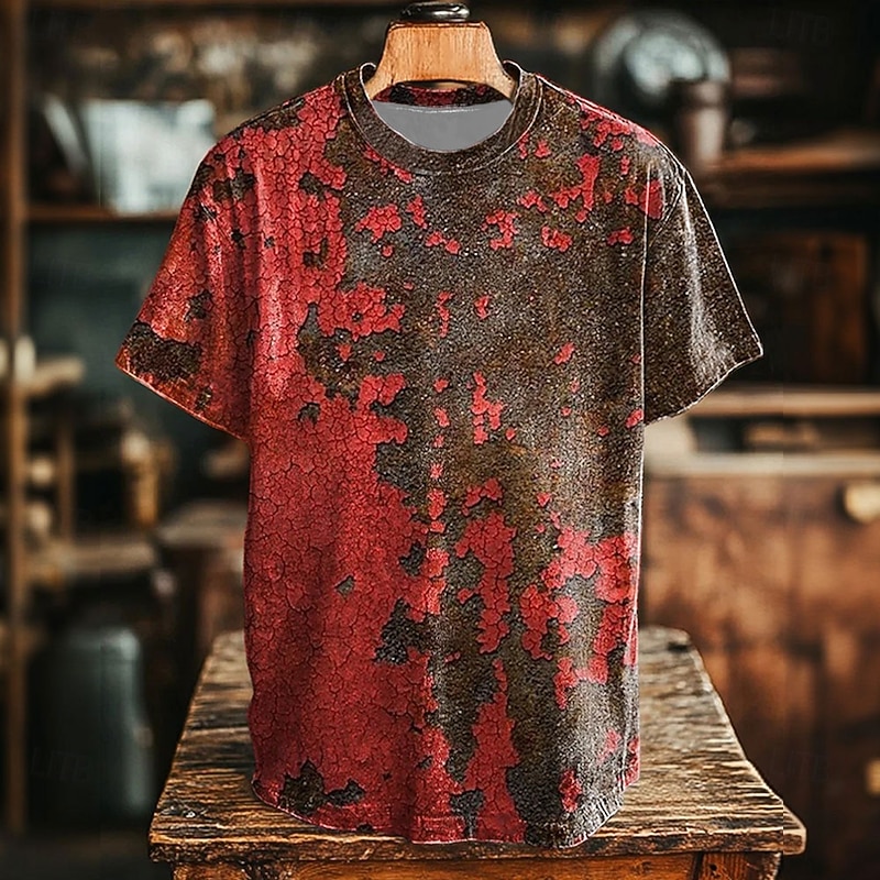Men's Abstract T Shirt Short Sleeve T shirt 3D Print Crew Neck Shirt Retro Vintage Vintage Retro Party Street Casual Red Summer Spring All Seasons Clothing Apparel S M L XL XXL XXXL 4XL