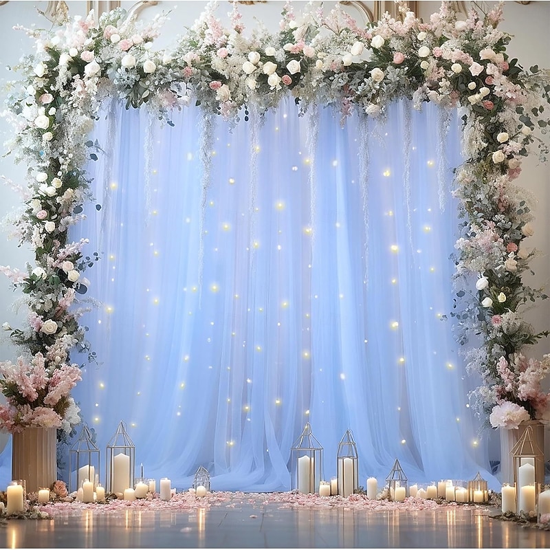 Wedding Arch Drapes Chiffon Fabric Drapery Sheer Backdrop Curtains for Party Ceremony Arch Stage Decorations