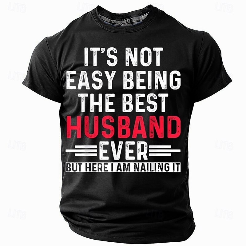 Men's Husband T Shirt Short Sleeve T shirt 3D Print Crew Neck Round Neck Shirt Fashion Daily Basic Street Casual Daily Black Blue Green Summer Spring All Seasons Clothing Apparel S M L XL XXL XXXL4