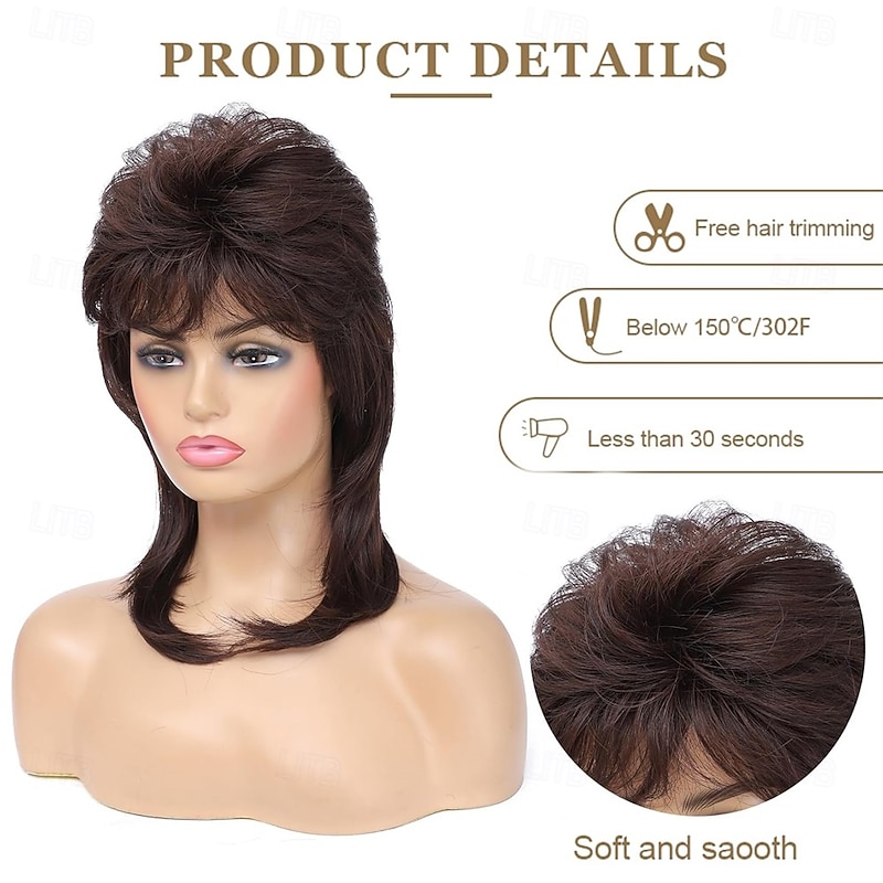 Mullet Wigs for WomenJoe DirtEmo Wig80s 90s Costumes Fancy Party Accessory Cosplay Wig Halloween Man3