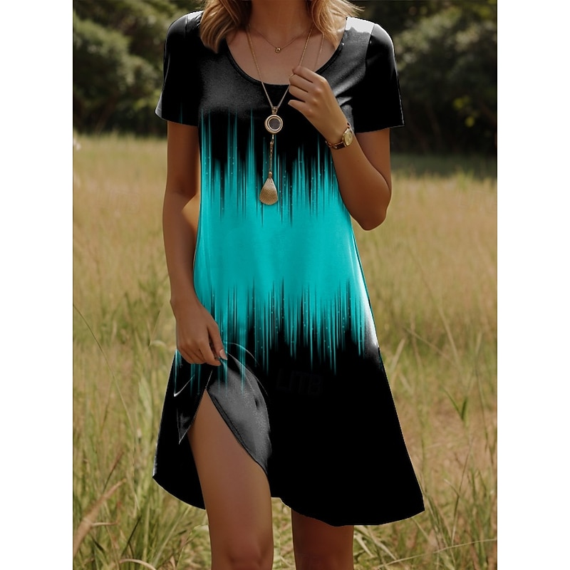 Women's Mini Dress Casual Dress T Shirt Dress Tee Dress Sundress Shift Dress Vacation Casual Boho Party Beach Form Fit Ombre Graphic Short Sleeve Crew Neck White Red Blue Orange Summer Spring3