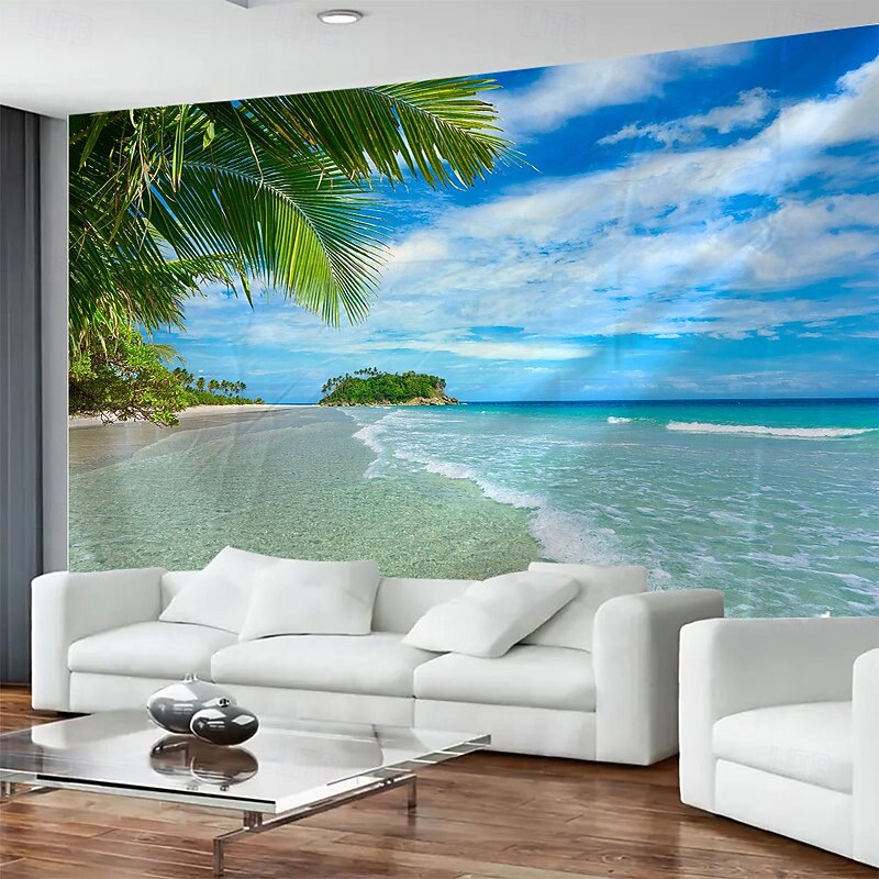 Sea View Beach Shell Landscape Hanging Tapestry Mural Art Large Tapestry Mural Decoration Photos Background Carpet Curtains Home Bedroom Living Room Decoration3