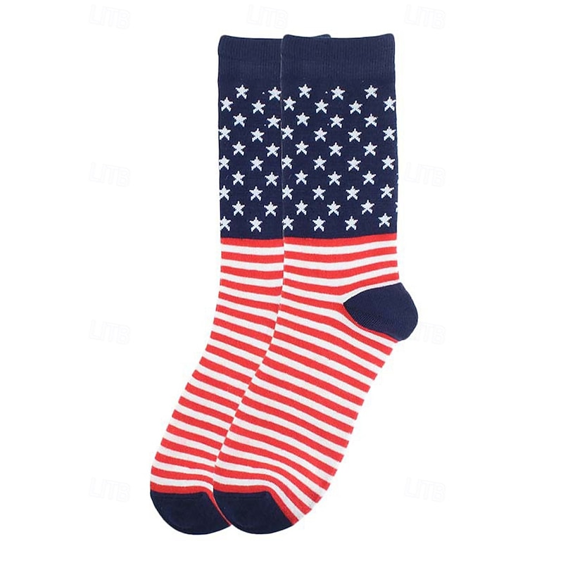 Men's USA Flag Socks with Stars and Stripes Design - Patriotic Cotton Crew Socks for Independence Day, Sports and Casual Wear4