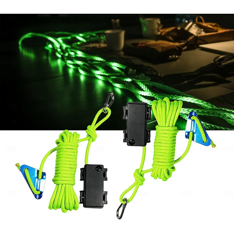 1 Pc Outdoor Camping Rope Lights Luminous Rope – 3M/5M/10M, IP66 Waterproof, Windproof Tent Canopy Rope with 8 Lighting Modes, Durable Design, and AA Waterproof Battery Box