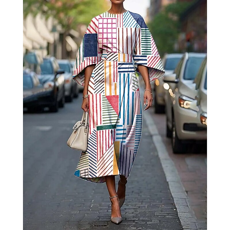 Women's Midi Dress Floral Dress Print Dress Fashion Classic Modern Vacation Daily Holiday Regular Fit Flower Half Sleeve Crew Neck Yellow Pink Blue Summer2