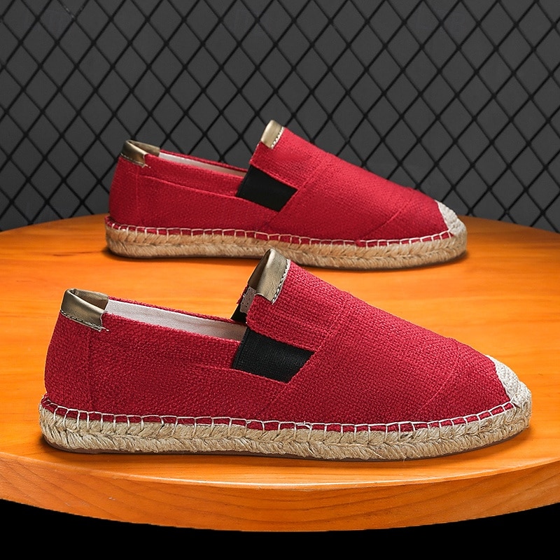 Men's Red Espadrille Slip-On Shoes with Jute Sole - Comfortable and Fashionable Summer Shoes for Everyday Use4