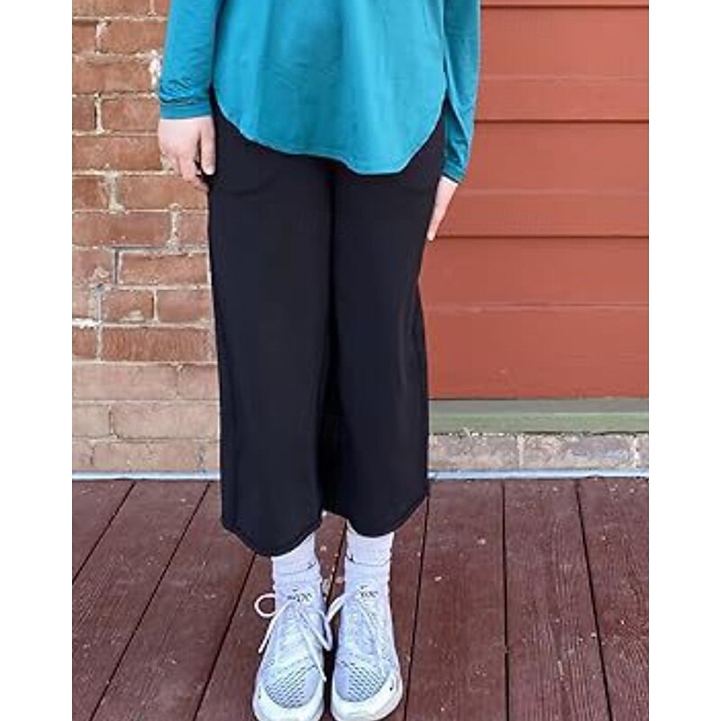 Women's Capri Pants Slacks Streetwear Calf-Length Natural Plain Elastic Waist Comfy Outdoor Comfortable Vacation Holiday Black Summer Regular Fit2