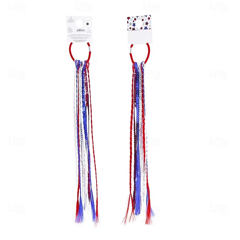 4th of July American Flag Hair Ties Bands,Patriotic Hair Accessories,Memorial Day Independence Day Decorations,2Pcs