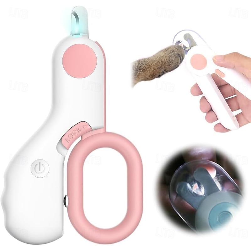 LED Pet Nail Clipper, 2025 Upgrade Cat Nail Clipper with Light, Led Pet Nail Clippers for Cats Dogs, Trim Your Pets Nails Easy and Pain-Free Grooming Tool, Cat Nail Clippers for Indoor Cat