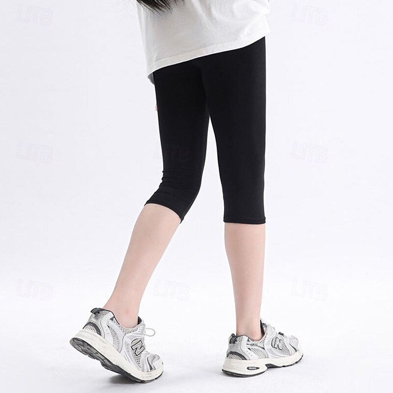 Kids Girls' Leggings Solid Color Daily School 4-12 Years Spring Black White Pink4