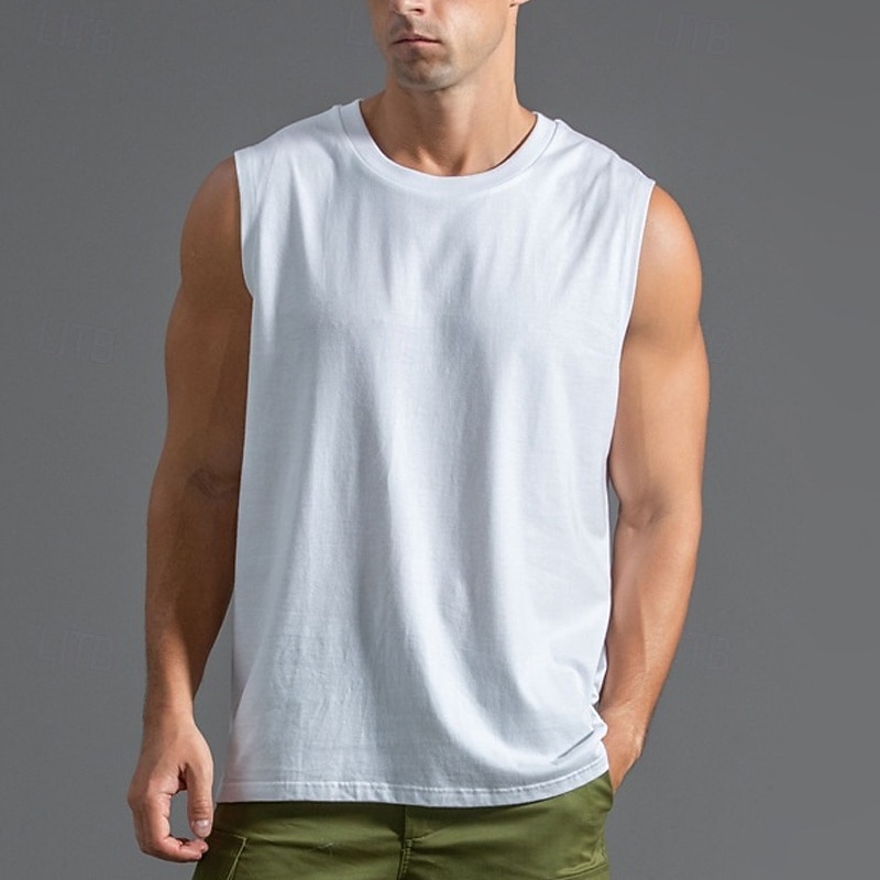 Men's Tank Top Vest Top Undershirt Sleeveless Shirt Sleeveless Crew Neck Summer Plain Fashion Designer Basic Classic Vacation Street Going out Black White Light Green Top Tee for Men2