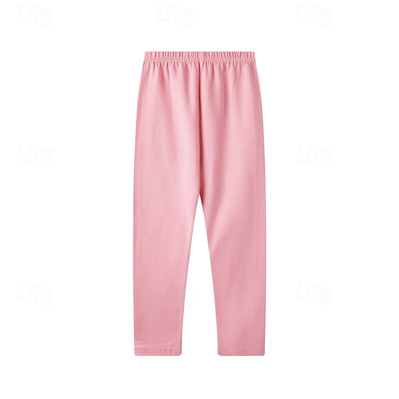 Kids Girls' Leggings Solid Color Streetwear Outdoor 4-12 Years Summer Black White Pink3