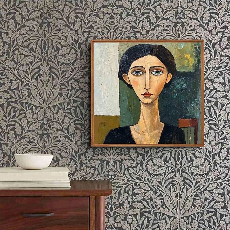 Hand painting woman face painting hand painted woman portrait painting Figurative Canvas Art lady oil painting handmade wall painting abstract face home decor for bedroom4