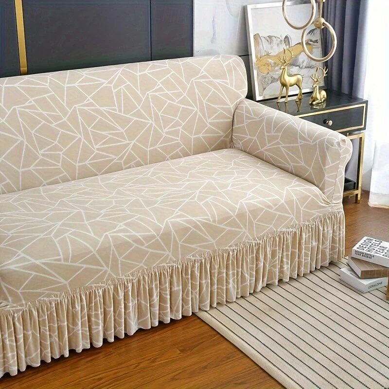 Anti-Slip Cat Scratch Resistant Elastic Sofa Cover with Skirt Hem - Durable and Stylish Furniture Protector for Living Rooms and Pet-Friendly Homes.4