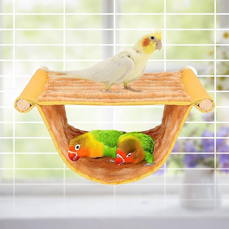 Pet Hanging Hammock Warm Nest Bed Removable Washable Bird Cage Perch For Parrot Hamster large yellow - Main Image