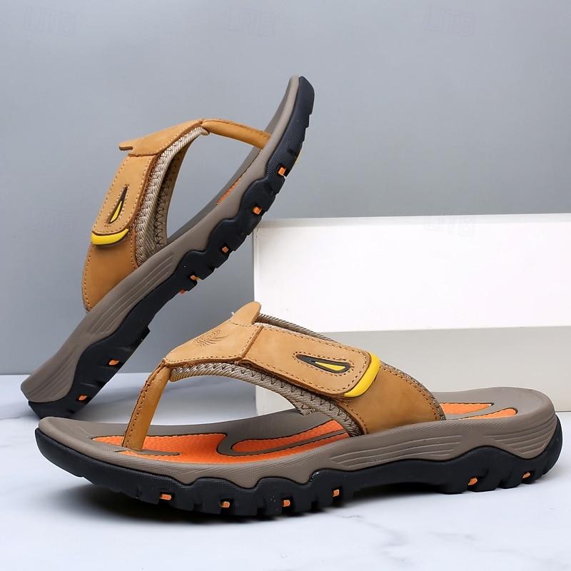 Men's Outdoor T-Strap Flip Flop Sandals with Cushioned Sole Durable Tread Sporty Look for Adults Suitable for Beach Activities Hiking Poolside Use Summer Vacation2