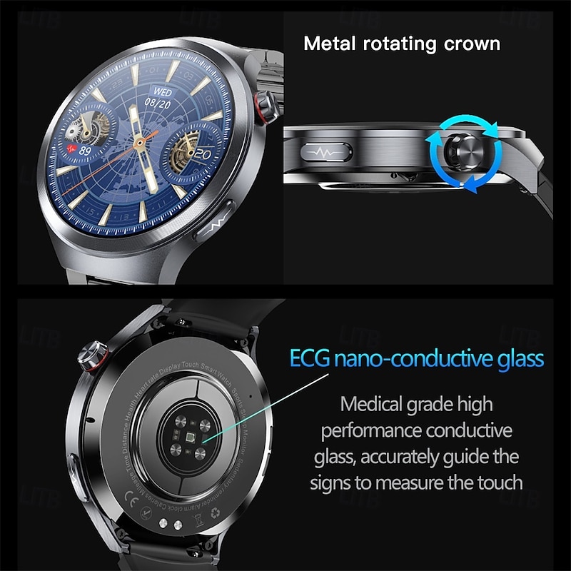 ET475 Smartwatch 1.73'' AMOLED Smartwatch with Bluetooth Calling, SOS Emergency, Multi-Sport Mode, Fatigue & Sleep Detection, Rotating Crown, Waterproof Round Dial Watch for Men3