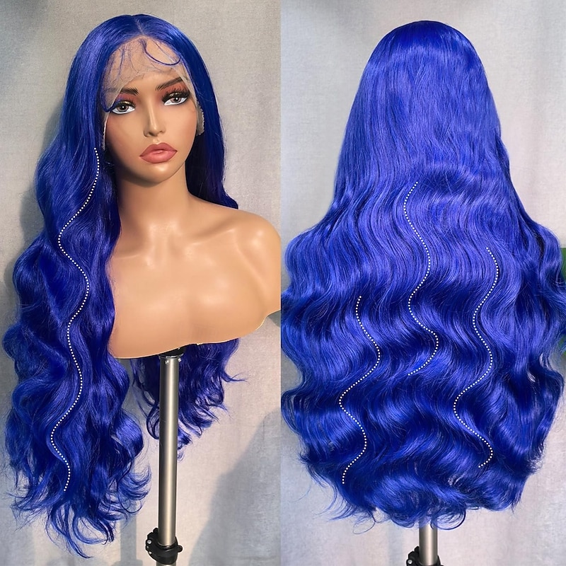 Blue 13x4 Transparent Lace Front Wig Body Wave Human Hair Wig 150% Density4