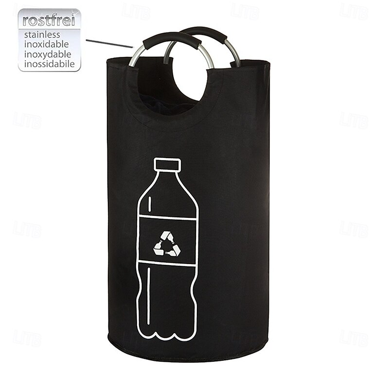 Reusable Bottle Recycling Bin with Aluminum Handles, Foldable Laundry Hamper, Removable Storage Basket for Home Organization3