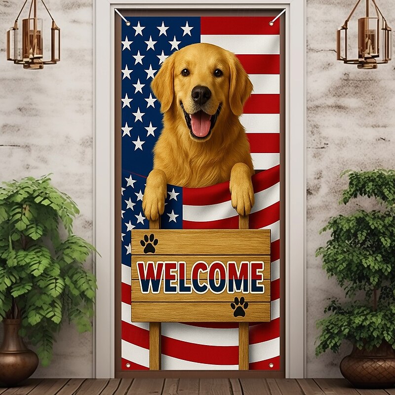 4th of July Independence Day Door Decorations Door Covers American Patriotic Egale Door Tapestry Door Curtain Decoration Backdrop Indoor/Outdoor Door Banner for Front Door Farmhouse4