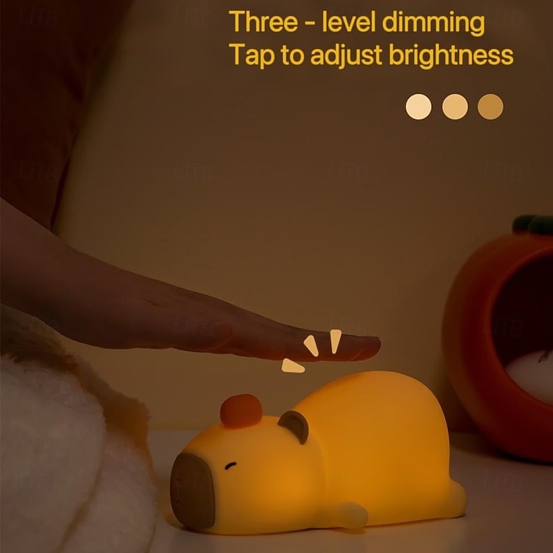 Cute Animal Night Light LED Silicone Squishy Animal Lamp for Kids Ideal Nightlight for Nursery  for Boys and Girls  Fun Room Decor  Soft and Safe Breastfeeding Light (Panda/Capybara/Dog/Duck/Dinosaur)2