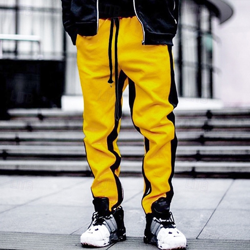 Men's Sweatpants Joggers Pocket Drawstring Elastic Waist Color Block Comfort Breathable Outdoor Daily Going out Fashion Hip-Hop Yellow