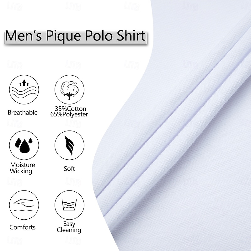 Men's Golf Shirt Pique Polo Shirt Business Casual Turndown Classic Short Sleeve Fashion Basic Solid Color Color Block Buttons Summer Spring &  Fall Regular Fit Turquoise Golf Shirt3