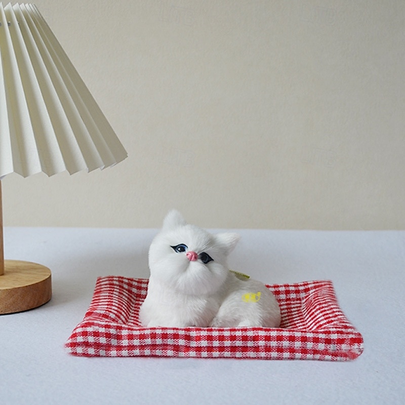 Simulation Lovely Cat Make Sounds Doll Cute Sleeping Plush Cats on Mat Stuffed Decorations Great Gift3