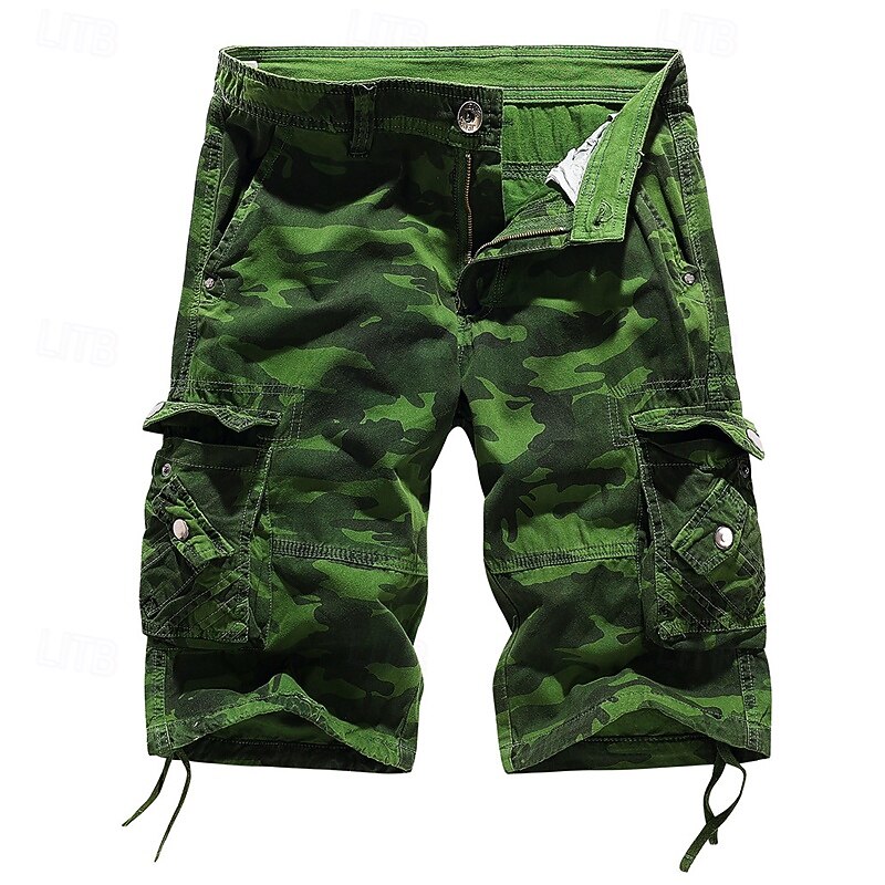 Men's Cargo Shorts Camo Shorts Shorts Summer Shorts Leg Drawstring Flap Pocket Camo / Camouflage Comfort Wearable Knee Length Outdoor Sport Daily Fashion Casual Red Sky Blue