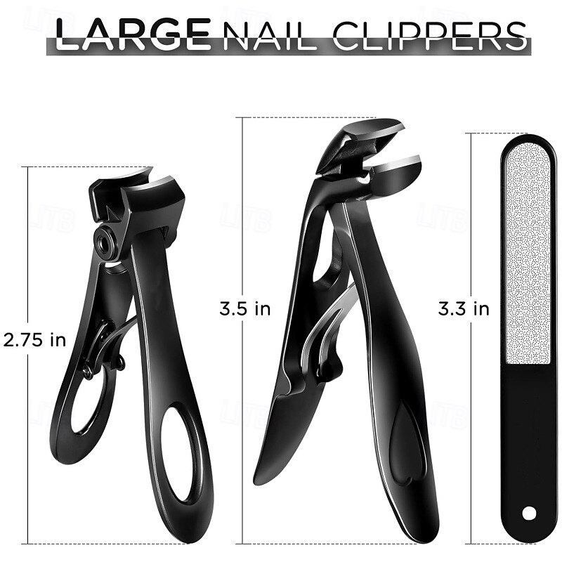 3pcs/set Toenail Clippers for Thick Toenails, Upgrade Nail Clippers Set for Men, Long Handle Wide Jaw Toe Nail Clippers for Thick Nails, Professional Ultra Sharp Cutter Fingernail Clipper3