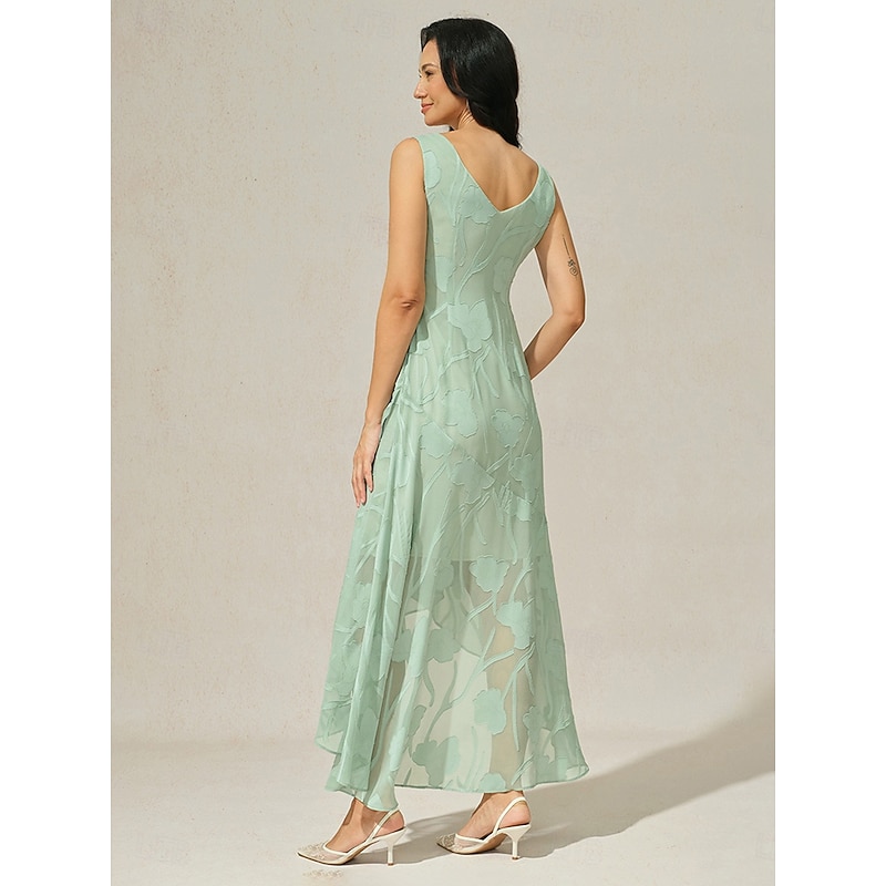 Women's Maxi Dress Ruffle Dress Elegant Wedding Wedding Guest Evening Party Floral Sleeveless U Neck Sage Green Summer Spring4