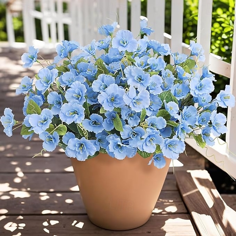 8 Bundles Artificial Hibiscus Flowers for Outdoors Decoration Faux Silk Flowers Bouquet UV Resistant Fake Plants for Garden Porch Patio Vase Box Planter Indoor Outdoor Home Decor Mixed - Main Image