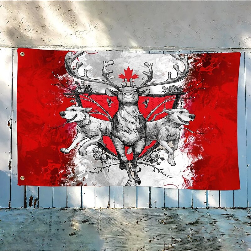 Canada Day Outdoor Indoor with Grommets Patriotic Flag O Canada House Yard Garden Decorations Holiday Banner Sign