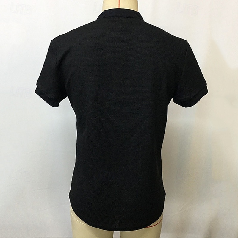 Men's T Shirt Waffle Henley Shirt Henley Shirt Tee Short Sleeve Henley Summer Plain Fashion Designer Basic Buttons Vacation Street Going out Black Top Tee for Men3