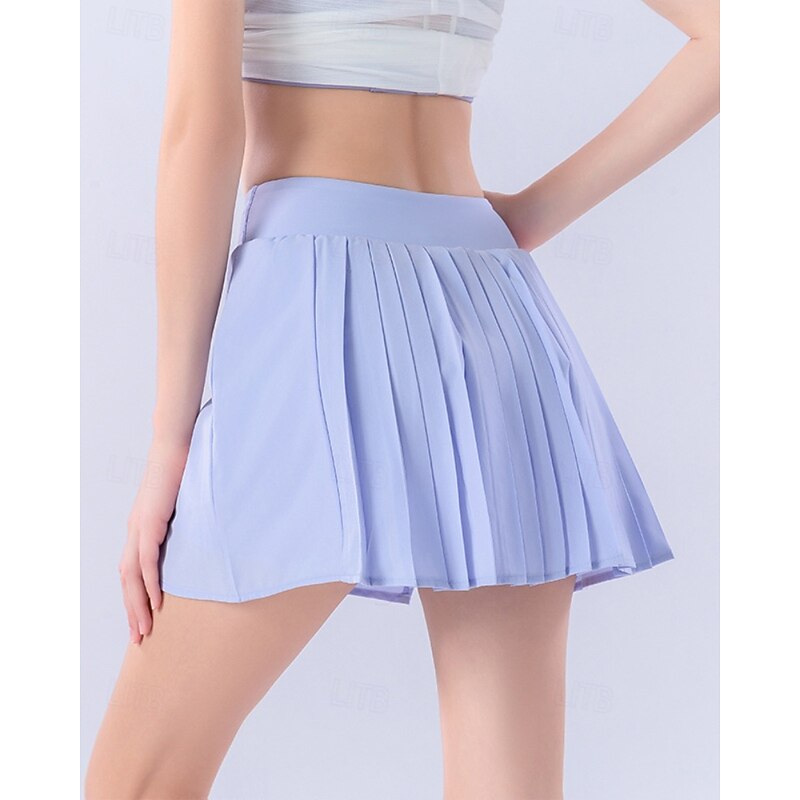 Women's Solid Colored Tennis Skirts with Shorts Pleated Split Quick Dry Breathable Tennis Golf Pickleball Black White Blue Tennis Clothing