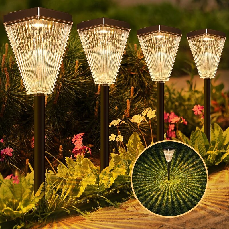 Solar Pathway Lights for Outside Super Bright Solar Driveway Lights Outdoor Waterproof Auto On/Off Solar Garden Fence Lights Solar Powered Post Landscape Decor Lighting for Path Yard Walkway