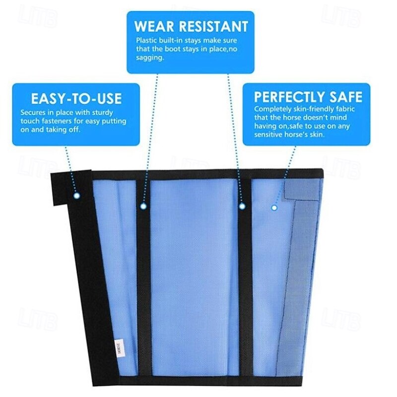 4 Pack Horse Fly Boots - Breathable Plastic Mesh Design - Reduces Kicking, Hoof Damage and Leg Fatigue4