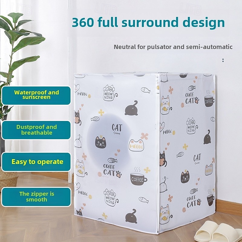 Washing Machine Cover, Waterproof Thickened Dustproof Sunscreen Protector for Drum and Wave Wheel Washer, Outdoor Indoor Laundry Appliance Cover2