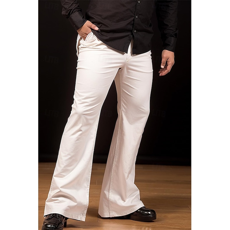 Retro Vintage 1970s Groovy Bell Bottom Pants Flared Trousers Hippie Disco mid rise Solid Color Fancy Dress Men's Halloween Carnival Music Festival Retro Theme Party Adults' Pants