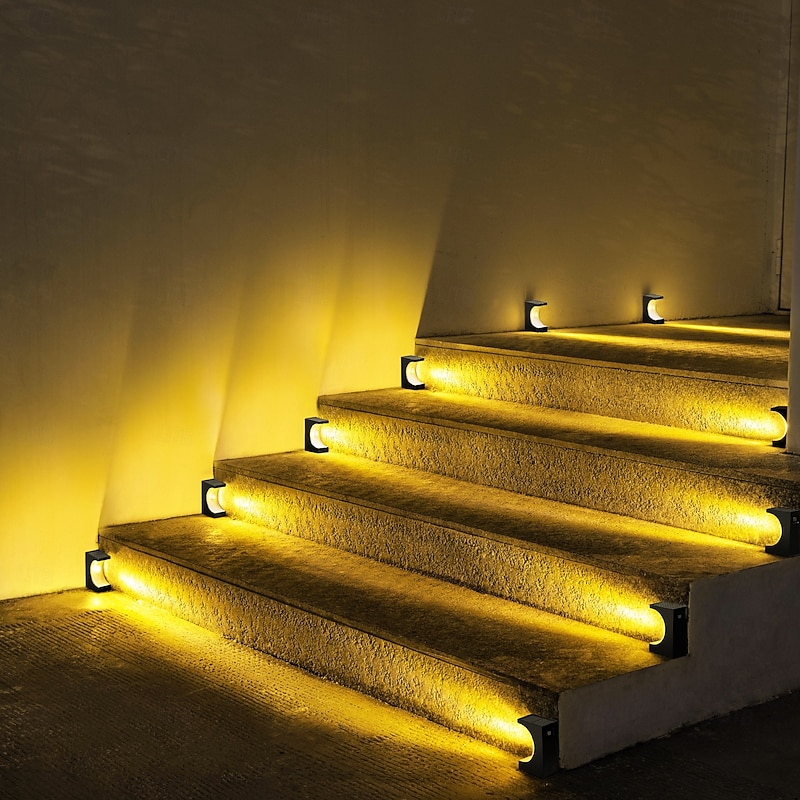 4 Pcs Outdoor Solar Step Lights Courtyard Atmosphere Landscape Lights Outdoor Waterproof Garden Pathway Patio Decoration Lighting