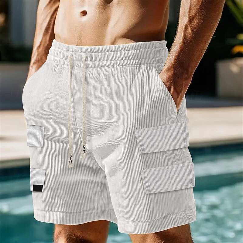 Men's Cargo Shorts Beach Shorts Running Shorts Casual Shorts Gym Shorts Drawstring Elastic Waist Straight Leg Plain Comfort Moisture Wicking Knee Length Sports Outdoor Daily Holiday Vacation Fashion