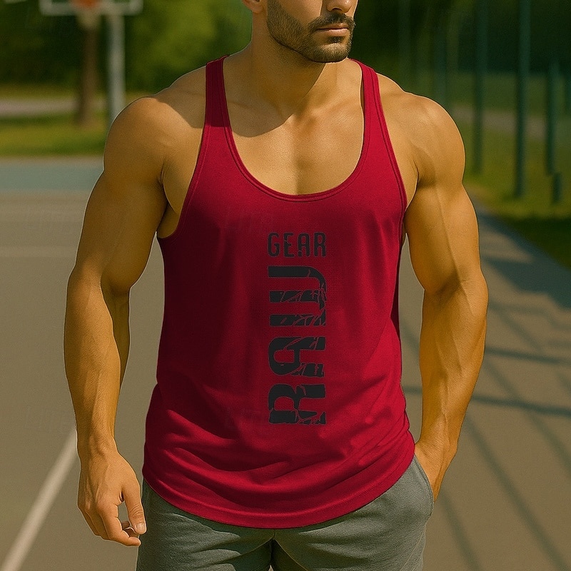 Men's Tank Top Vest Top Undershirt Sleeveless Shirt Sleeveless Crew Neck Summer Letters Fashion Designer Basic Classic Vacation Street Going out Black Yellow Red Top Tee for Men2