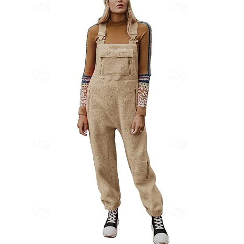 Women's Normal Jumpsuit Streetwear Solid Color Sleeveless U Neck Pocket Street Going out Regular Fit Black White Pink Summer4