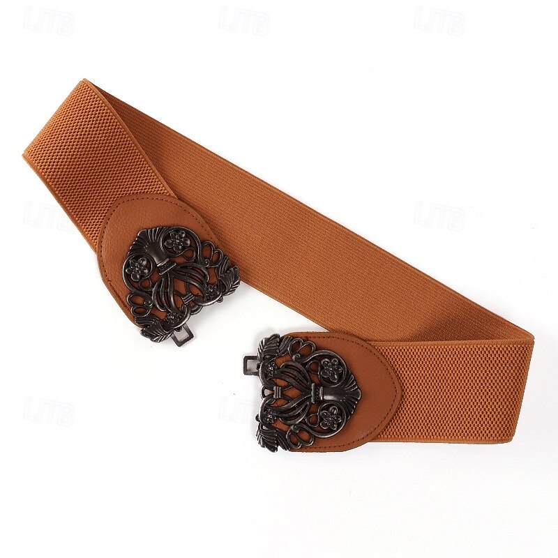 Women's Belt PU Black Red Camel Beige Waist Belt Daily Tea Party Floral4