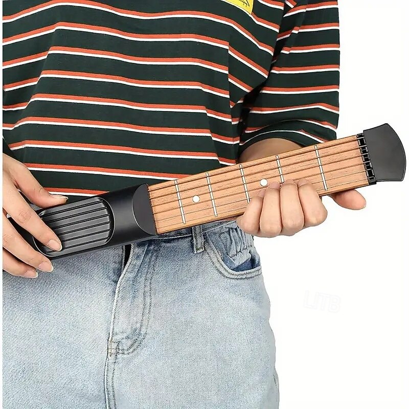 1 Piece 6 Character 6 String Portable Pocket Guitar for Beginners - Instrument Tuning Key and Velvet Carry Bag for Vocal Practice2