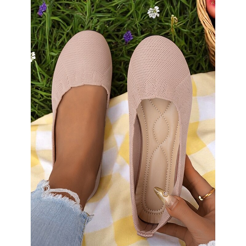Women's Flyknit Slip-On Flats - Soft Knit Upper with Comfortable Stretch, Lightweight and Breathable, Ideal for Casual Wear and Summer Outings3