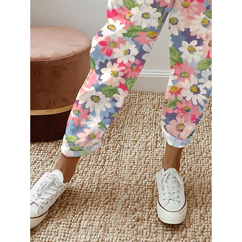 Women's Culottes Wide Leg Elegant Vacation Vintage Full Length High Waist Floral Graphic Printing Soft Breathable Micro-elastic Outdoor Daily Light Pink Light Purple Summer Spring Regular Fit3