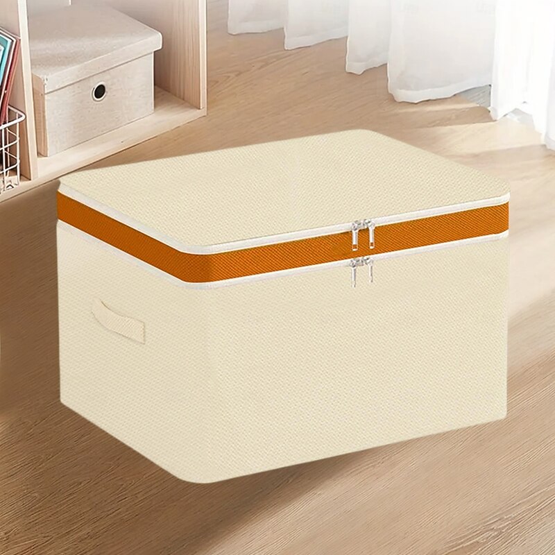 Underbed Clothes Storage Bag with Double Zipper, Foldable Wardrobe Organizer Box, Double Layer Oxford Fabric Storage Container, Portable Closet Storage for Clothes and Bedding