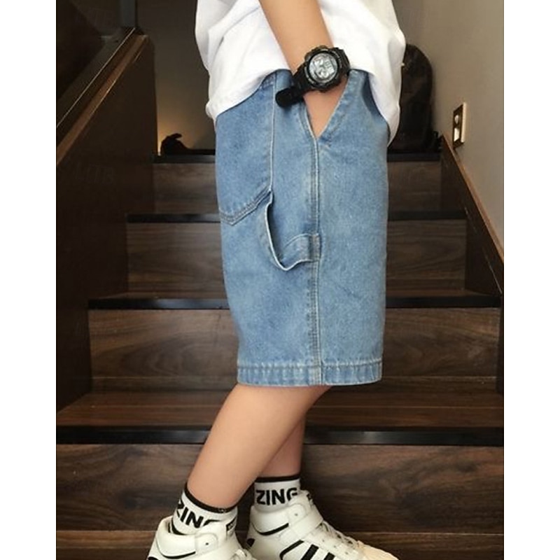 Kids Boys Shorts Solid Color Breathable Soft Comfort Shorts School Cool Basic Black Blue Mid Waist4